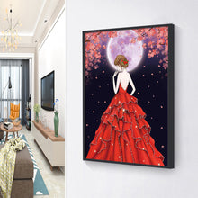 Load image into Gallery viewer, Red Dress Girl 30*40CM(Canvas) Special Shaped Drill Diamond Painting
