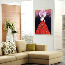 Load image into Gallery viewer, Red Dress Girl 30*40CM(Canvas) Special Shaped Drill Diamond Painting
