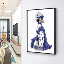 Load image into Gallery viewer, Blue Dress Lady 30*45CM(Canvas) Full Round Drill Diamond Painting
