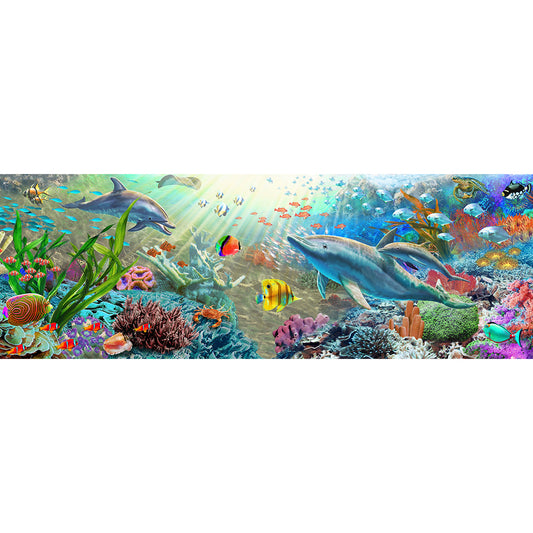 Ocean Dolphin 90*30CM(Canvas) Full Round Drill Diamond Painting