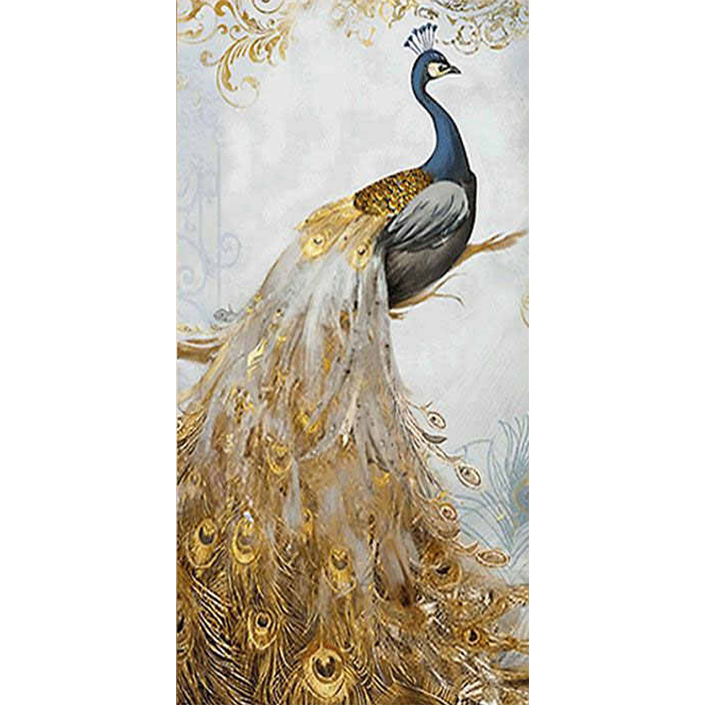 Noble Peafowl 45*85CM(Canvas) Full Round Drill Diamond Painting