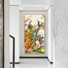 Load image into Gallery viewer, Golden Peafowl 40*80CM(Canvas) Full Round Drill Diamond Painting
