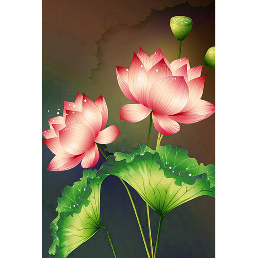 Pink Lotus 30*40CM(Canvas) Full Round Drill Diamond Painting