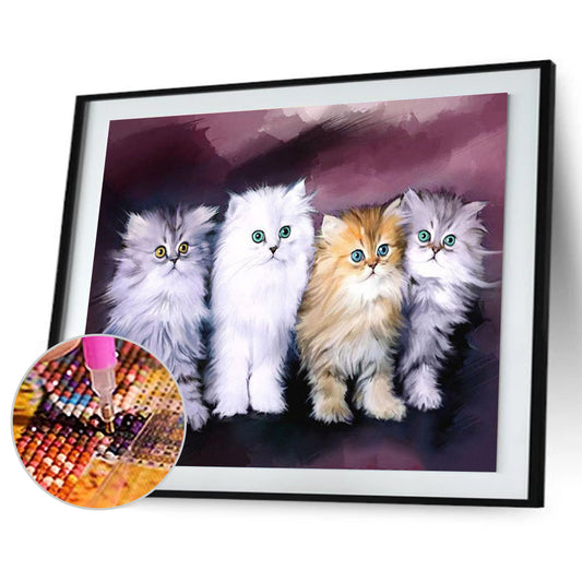Cat Family 40*30cm(canvas) full round drill diamond painting