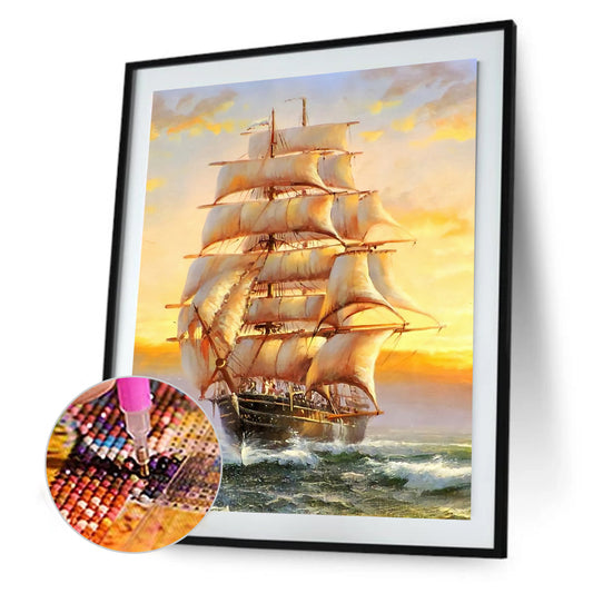 Sailboat Landscape 30*40cm(canvas) full round drill diamond painting