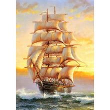 Load image into Gallery viewer, Sailboat Landscape 30*40cm(canvas) full round drill diamond painting
