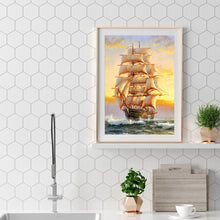 Load image into Gallery viewer, Sailboat Landscape 30*40cm(canvas) full round drill diamond painting
