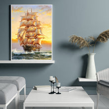 Load image into Gallery viewer, Sailboat Landscape 30*40cm(canvas) full round drill diamond painting
