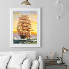 Load image into Gallery viewer, Sailboat Landscape 30*40cm(canvas) full round drill diamond painting
