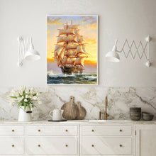 Load image into Gallery viewer, Sailboat Landscape 30*40cm(canvas) full round drill diamond painting
