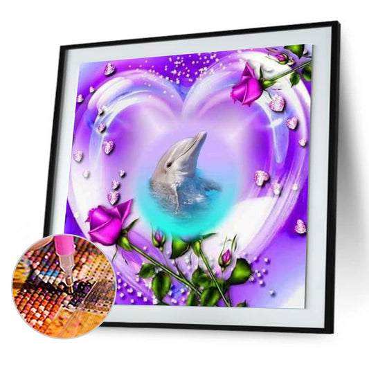Love Dolphin 30*30cm(canvas) full round drill diamond painting