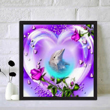 Load image into Gallery viewer, Love Dolphin 30*30cm(canvas) full round drill diamond painting
