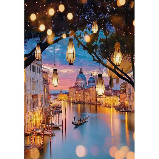Town River 30*40cm (canvas) full round drill diamond painting