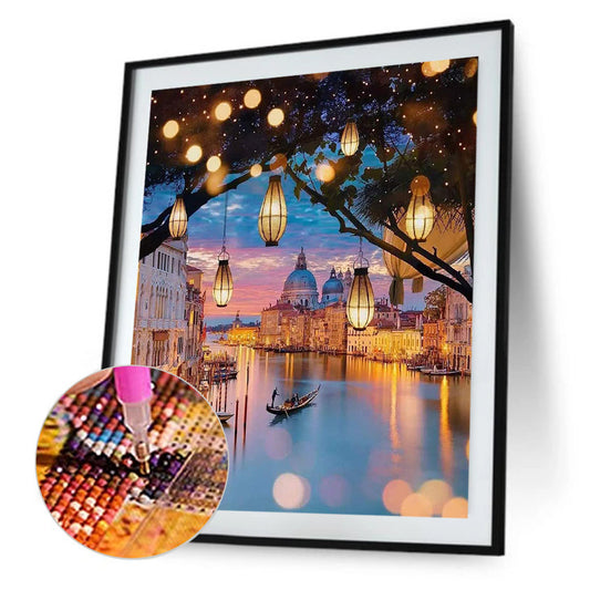 Town River 30*40cm (canvas) full round drill diamond painting