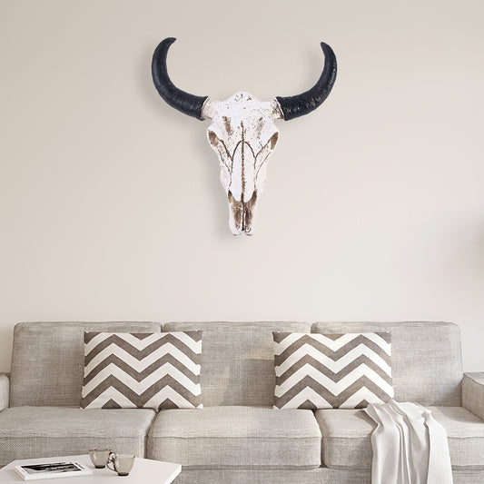 Resin Longhorn Cow Skull Head Wall Decorations Ornament 3D Figurines Crafts