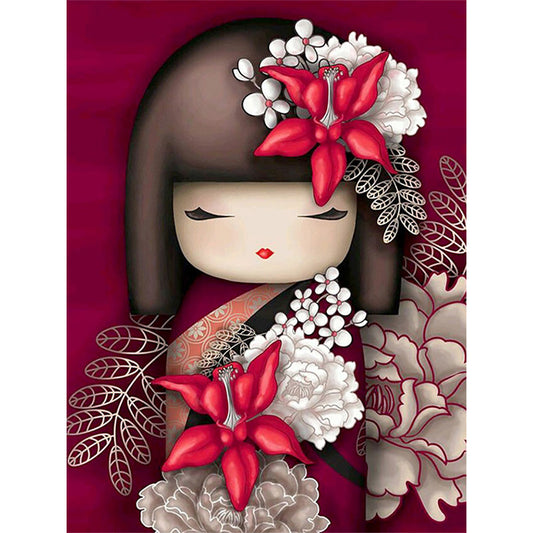 Japanese Doll 30*40cm (canvas) full round drill diamond painting