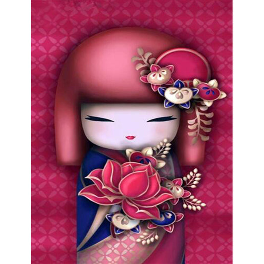 Japanese Doll 30*40cm (canvas) full round drill diamond painting