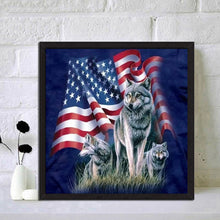 Load image into Gallery viewer, American Flag Wolf 30*30cm (canvas) full round drill diamond painting
