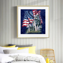 Load image into Gallery viewer, American Flag Wolf 30*30cm (canvas) full round drill diamond painting
