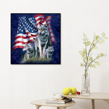 Load image into Gallery viewer, American Flag Wolf 30*30cm (canvas) full round drill diamond painting
