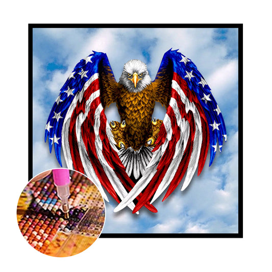 American Flag Eagle 30*30cm (canvas) full round drill diamond painting
