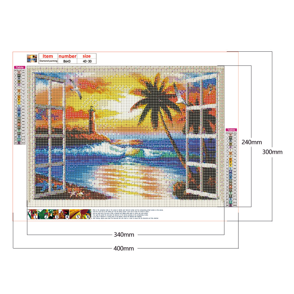 Sunset Window Beach 40*30cm (canvas) full round drill diamond painting