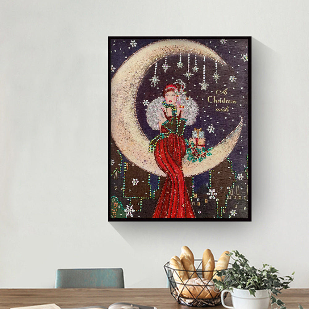 Diamond Painting - Special Shaped - Lady Sit In Moon