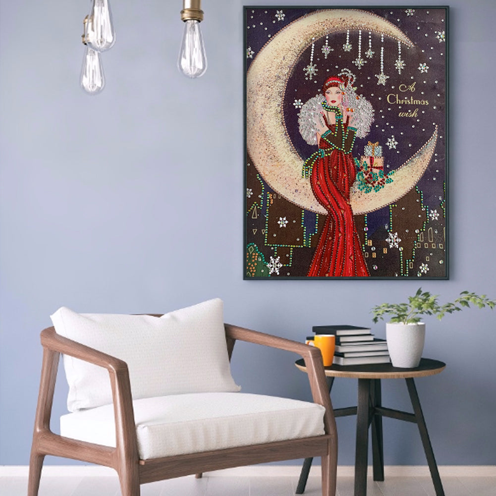 Diamond Painting - Special Shaped - Lady Sit In Moon