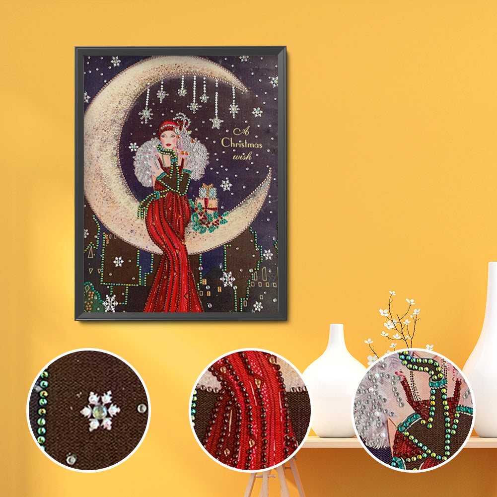 Diamond Painting - Special Shaped - Lady Sit In Moon