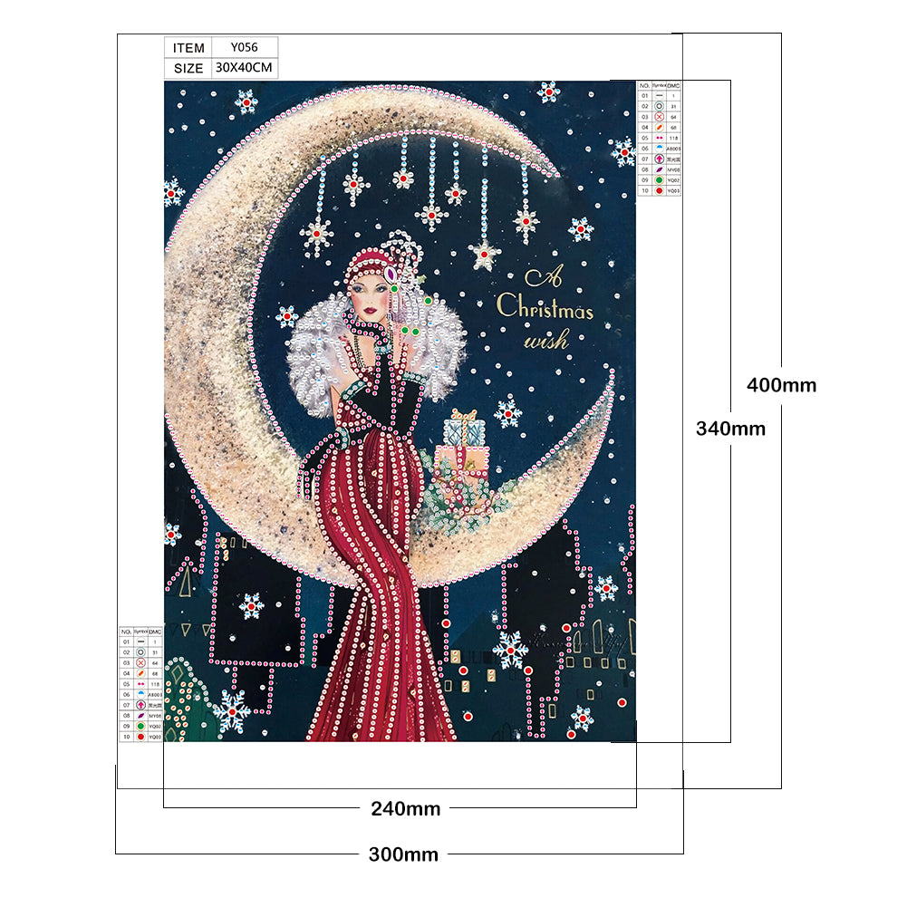 Diamond Painting - Special Shaped - Lady Sit In Moon