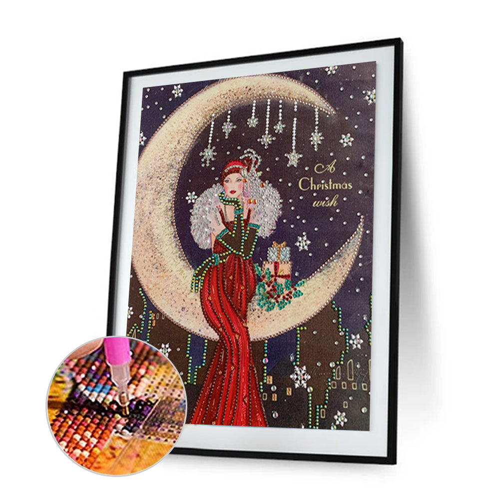Diamond Painting - Special Shaped - Lady Sit In Moon