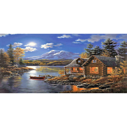Diamond Painting - Full Round -Riverside Lodge (80*40cm)