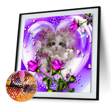 Load image into Gallery viewer, Rose Cat 30*30cm(canvas) full round drill diamond painting
