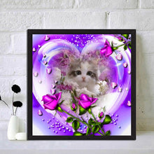 Load image into Gallery viewer, Rose Cat 30*30cm(canvas) full round drill diamond painting
