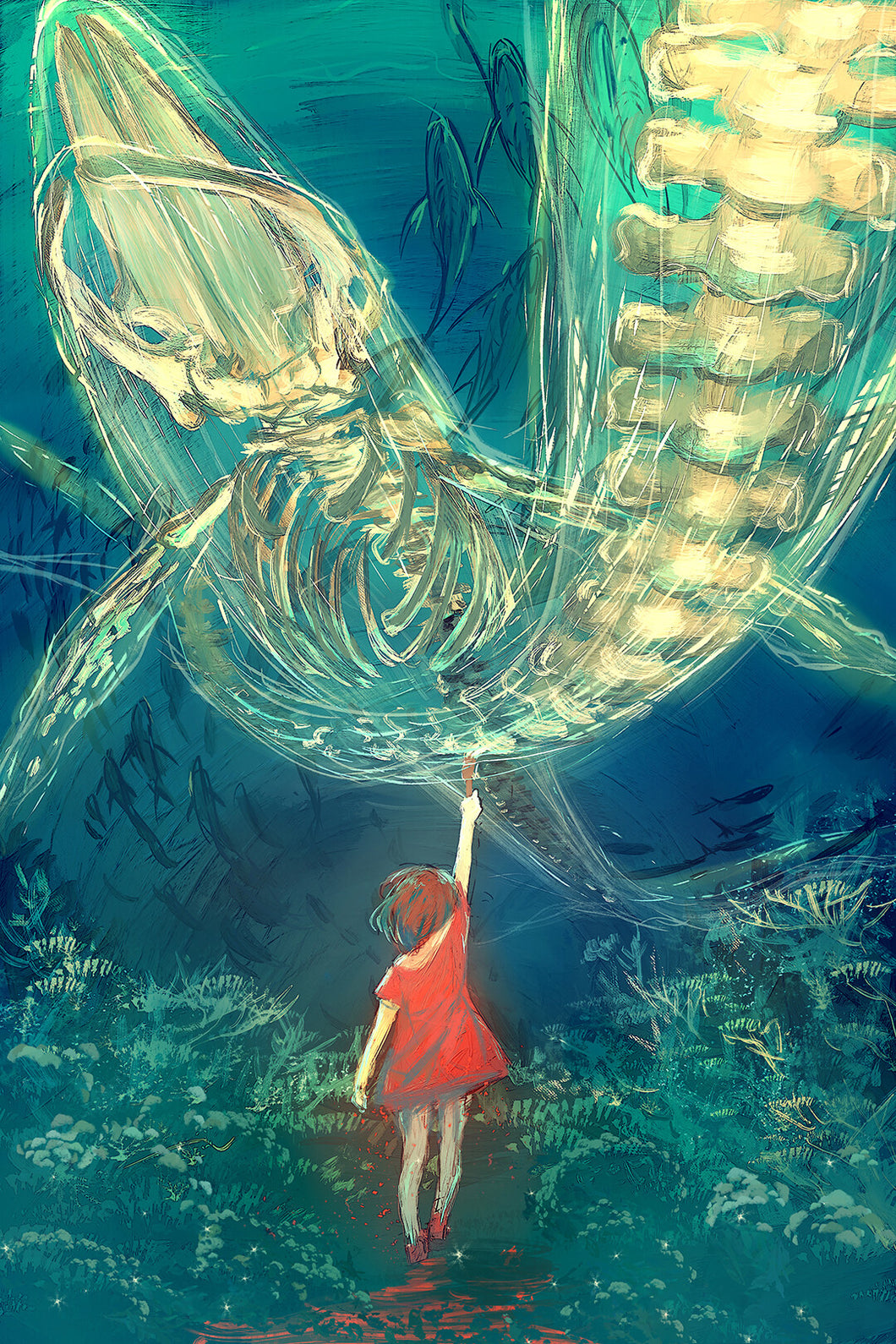 AB Diamond Painting - Full Round - Anime girl and fish (40*50CM)