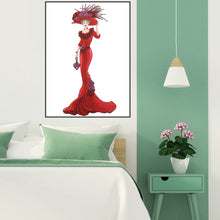 Load image into Gallery viewer, Diamond Painting - Partial Special Shaped - Lady in red dress (30*60cm)
