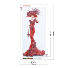 Load image into Gallery viewer, Diamond Painting - Partial Special Shaped - Lady in red dress (30*60cm)
