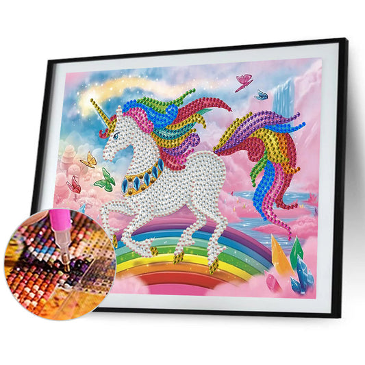 Diamond Painting - Partial Special Shaped - Rainbow unicorn (27*20cm)