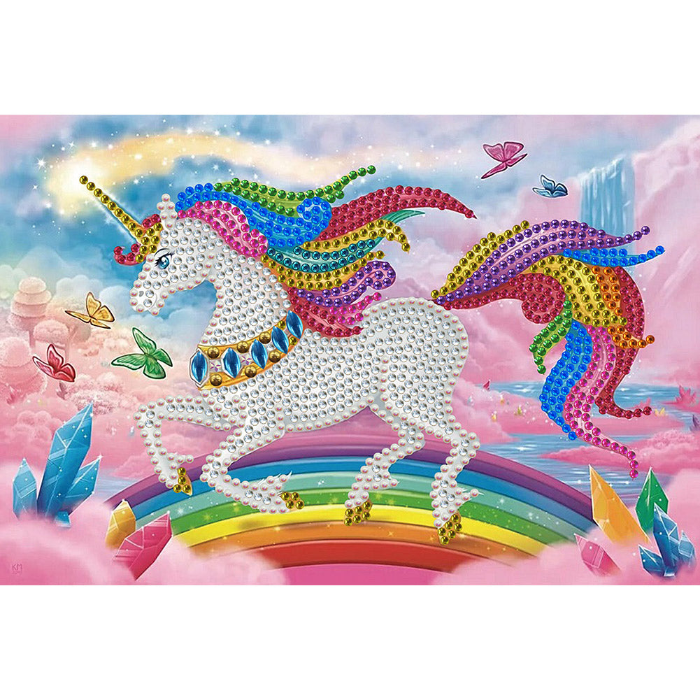 Diamond Painting - Partial Special Shaped - Rainbow unicorn (27*20cm)