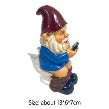 Load image into Gallery viewer, 3D Dwarf Toilet Play Phone Statue Garden Gnome Resin Doll Figurines Crafts
