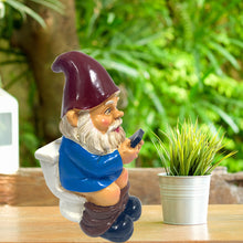 Load image into Gallery viewer, 3D Dwarf Toilet Play Phone Statue Garden Gnome Resin Doll Figurines Crafts
