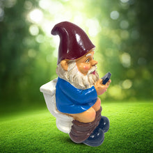 Load image into Gallery viewer, 3D Dwarf Toilet Play Phone Statue Garden Gnome Resin Doll Figurines Crafts
