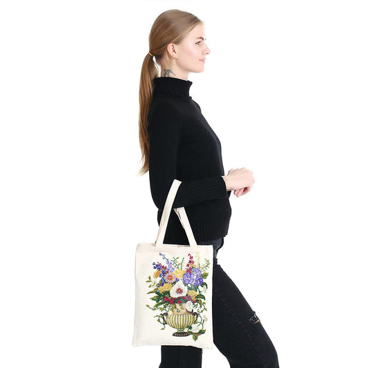 Diy Diamond Painting Handbag Reusable Shoulder Shopping Tote (Bb006 Flower)