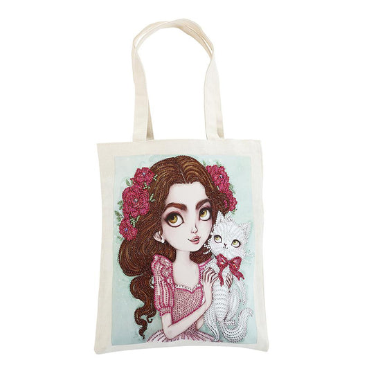 Diy Diamond Painting Handbag Reusable Shoulder Shopping Tote (Bb004 Girl)