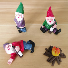 Load image into Gallery viewer, Mini Garden Figures, 4 Pack Fairy Garden Gnome Dwarf Statue, Resin Ornament
