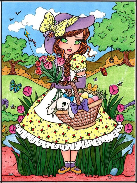 AB Diamond Painting - Full Round - Colorful pencil drawing big eyes doll (40*50CM)