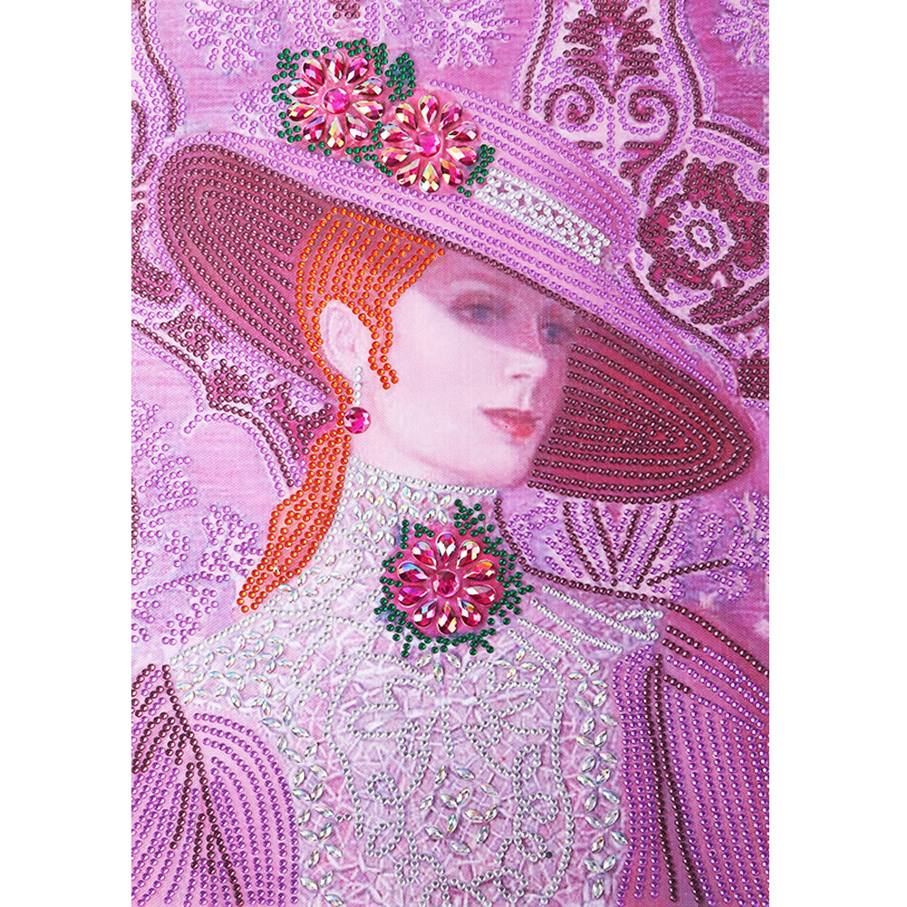 Diamond Painting - Partial Special Shaped - hat lady (30*40cm)