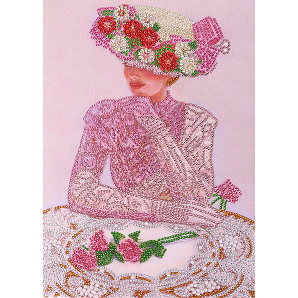 Diamond Painting - Partial Special Shaped - hat lady (30*40cm)