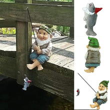 Load image into Gallery viewer, Garden Gnome Statue Resin Fishing Dwarf Elf Figurines Yard Lawn Outdoor
