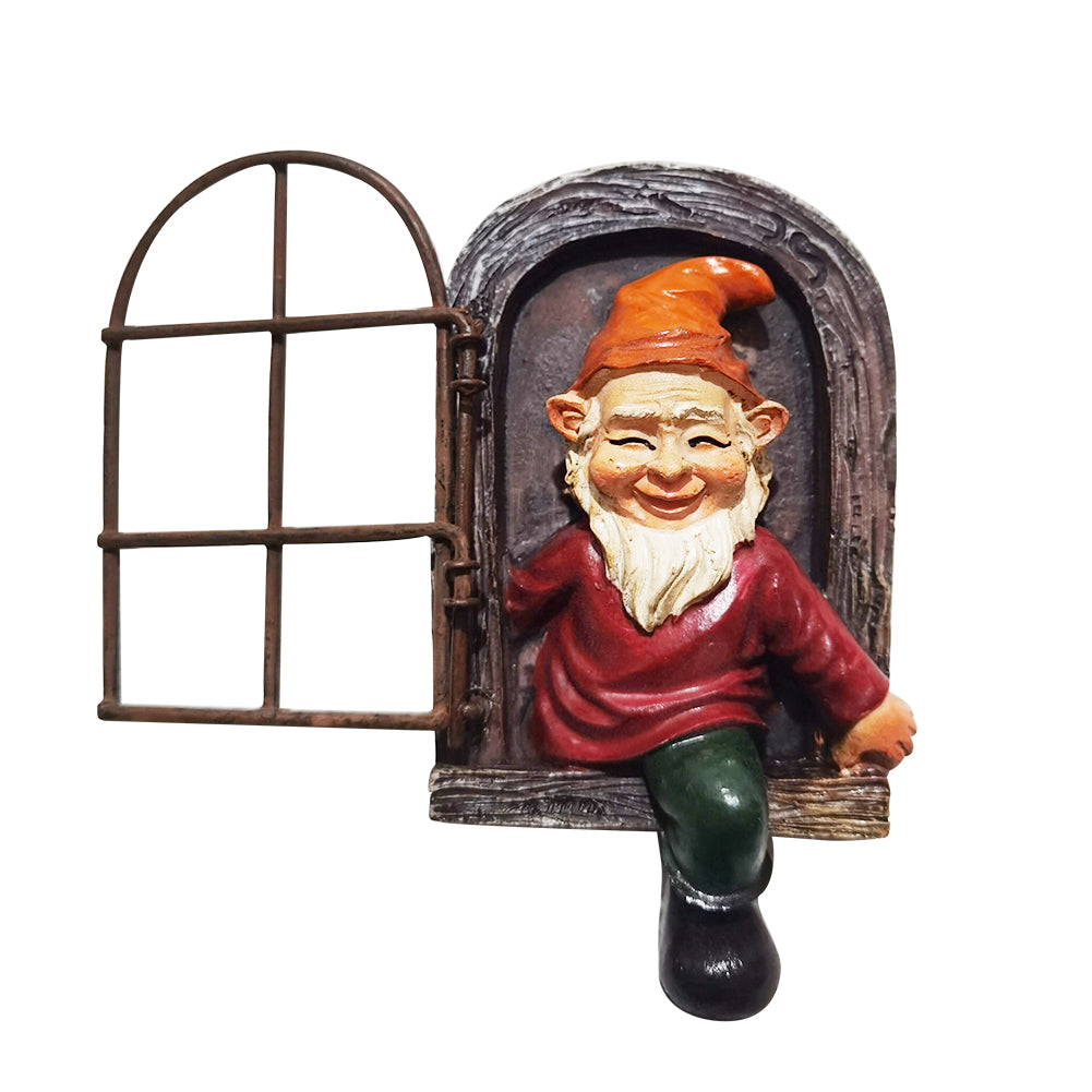 Garden Dwarf Out The Door Statue Outdoor Resin Gnome Landscape Sculpture